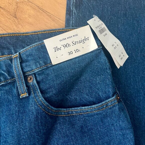 NWT Abercrombie & Fitch The 90's Straight Ultra High Rise Jeans 30 10 Long - Picture 8 of 11